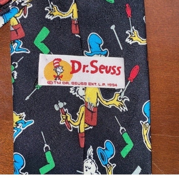 Vintage 90s Dr. Seuss Silk Tie Green Eggs And Ham New With Tags - Picture 2 of 5